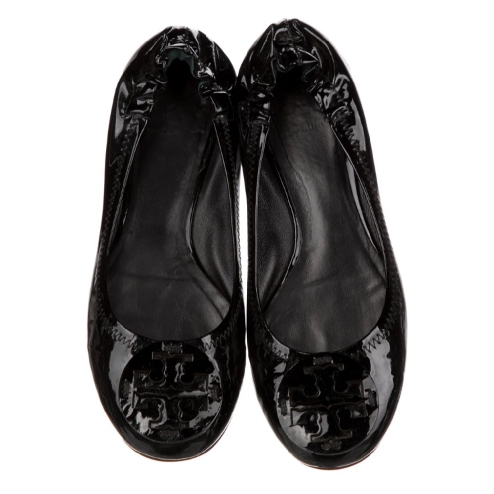 Tory Burch Black Patent Leather Ballet Flats, s6